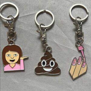 Emoji Keychain Set of 3- Pink and Brown NWOT